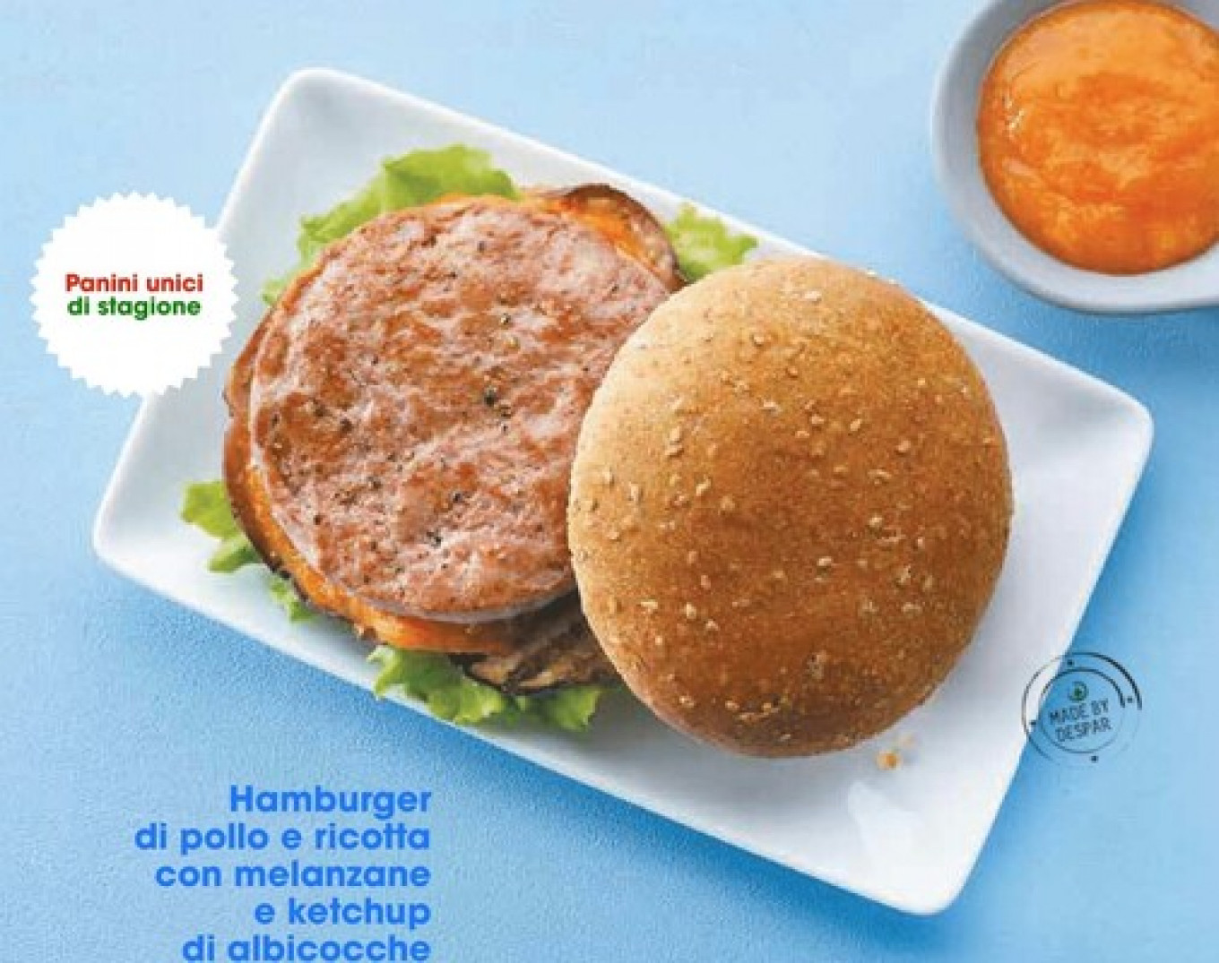 Ricetta Hamburger di pollo e ricotta con melanzane e ketchup di albicocche